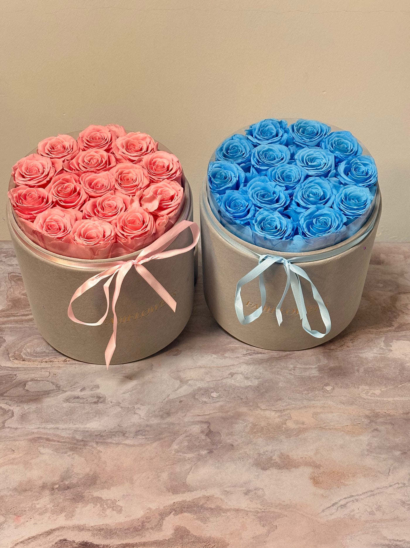 Blue 15 Flat Roses with Initial