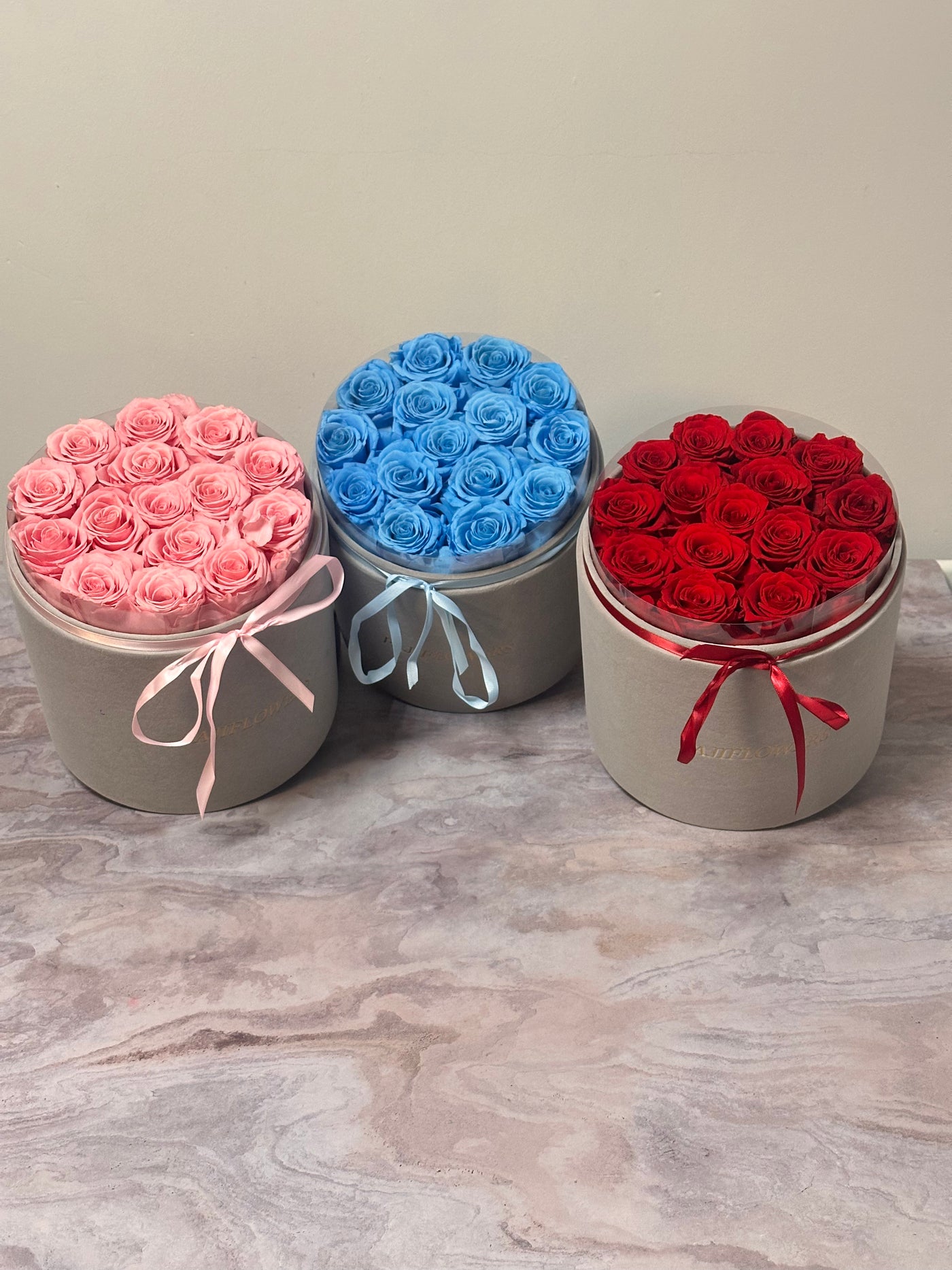 Blue 15 Flat Roses with Initial