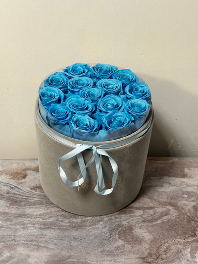 Blue 15 Flat Roses with Initial